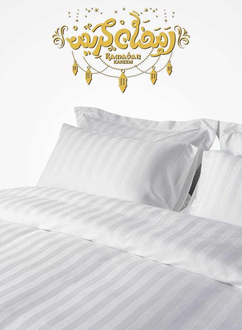 سيد المنسوجات المنزلية غطاء لحاف فندقي مفرد ونص من مايكروفايبر، يناسب سرير بحجم 200 سم × 160 سم، 4 قطع، بتصميم خطوط فندقية - Image 1